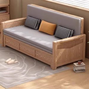 SOFA GIƯỜNG RÚT GỌN GỖ SỒI MS02 (Bao Gồm Đệm)