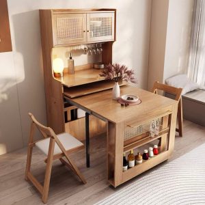 Bàn Ăn Rút Gọn Kết Hợp Tủ Để Đồ MS02 (4 Ghế)