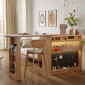 Quầy Bar MiNi Gỗ Sồi, Mặt Đá - MS04 (Có Ghế)