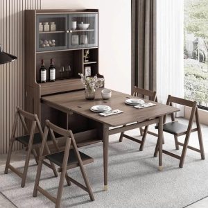 BÀN ĂN THÔNG MINH GẤP GỌN DỰA TƯỜNG KẾT HỢP TỦ MS02 (4 Ghế)