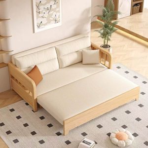 SOFA GIƯỜNG RÚT GỌN 2 TẦNG GỖ SỒI MS01 (Không Đệm)