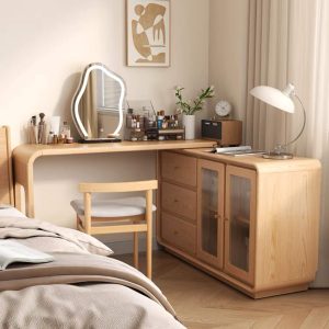 Bàn Trang Điểm, Bàn Làm Việc Kết Hợp Tủ Để Đồ Gỗ Sồi MS05