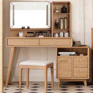 Bàn Trang Điểm Kêt Hợp Tủ Để Đồ Gỗ Sồi MS06