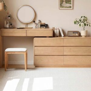 Bàn Trang Điểm Kết Hợp Tủ Để Đồ Gỗ Sồi MS07